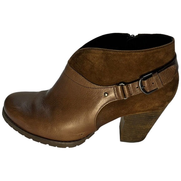 Clarks Artisan Mission Parker Leather Heeled Ankle Chelsea Bootie Brown 7.5 - Picture 6 of 14